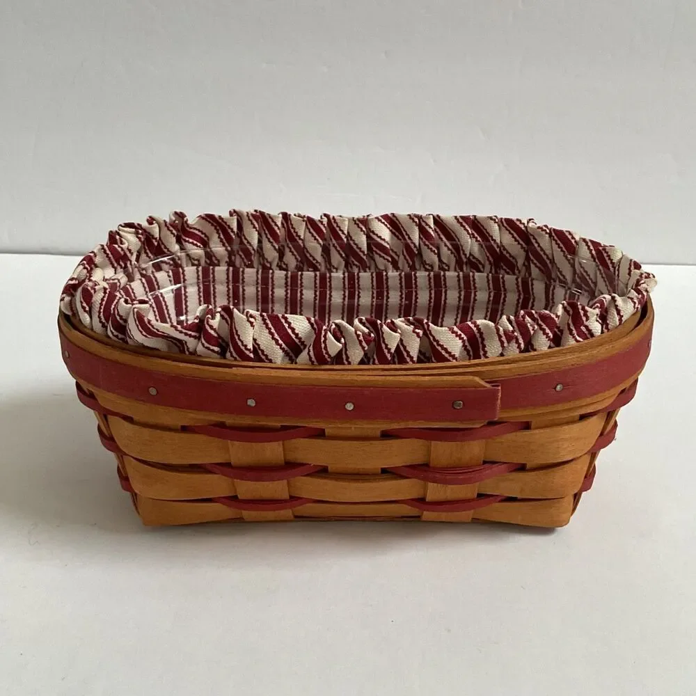 Longaberger 1994 Sweetheart Be Mine Valentine Basket Striped Liner & Protector